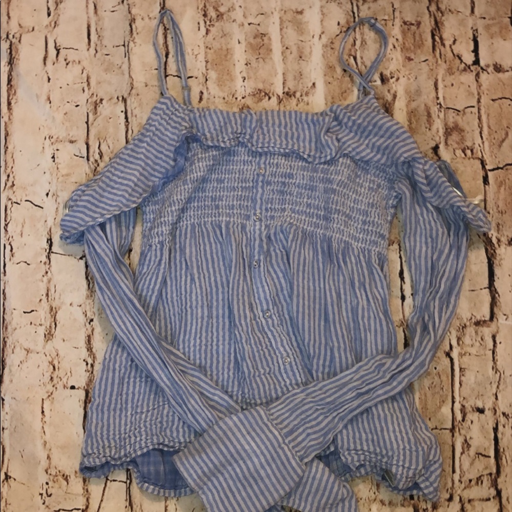 white & blue denim shirt